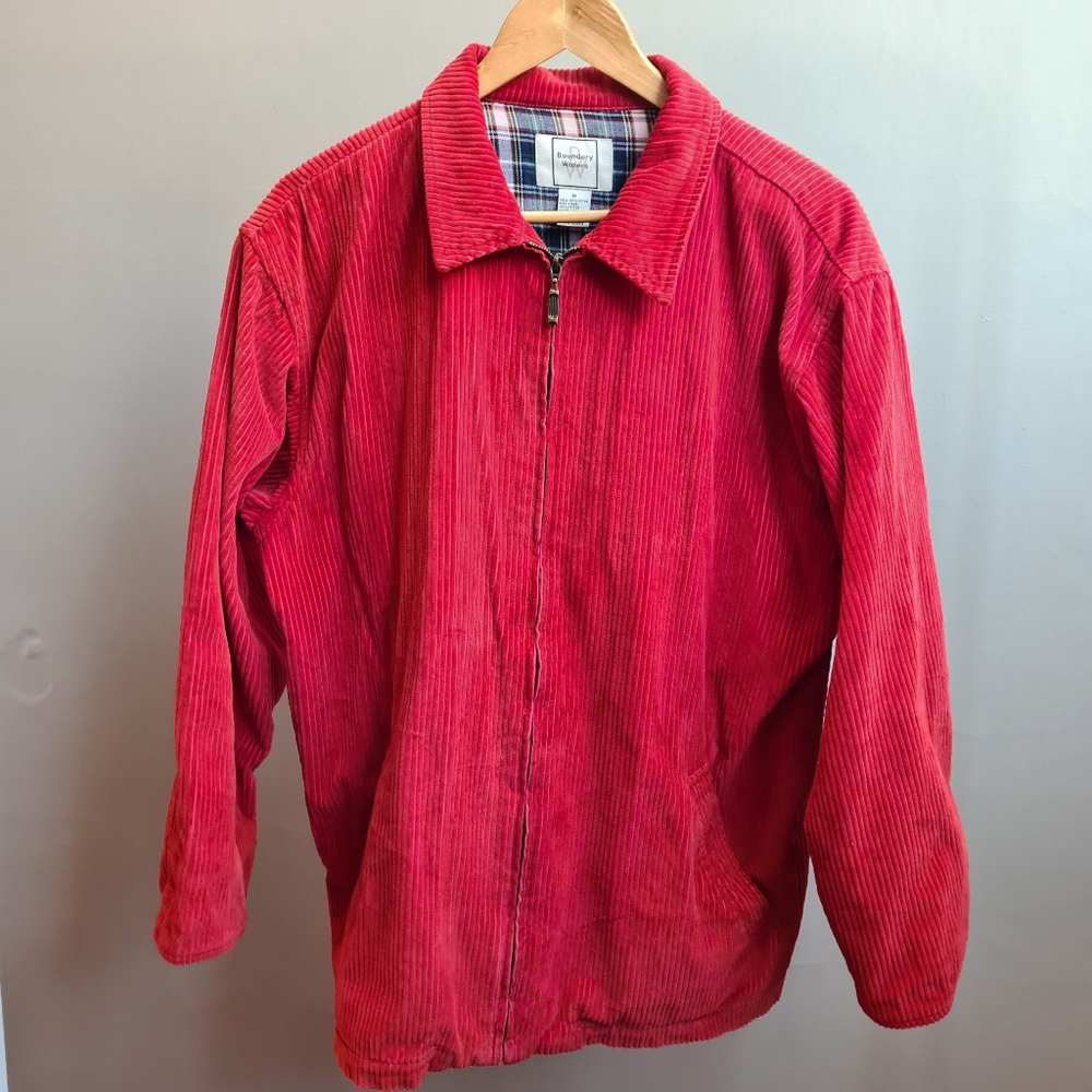 Red corduroy jacket with plaid lining - Picture 13 of 15